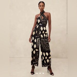 🌷NWT Banana Republic Wrap Halter Flowy Print Jumpsuit Petite XXS PXXS